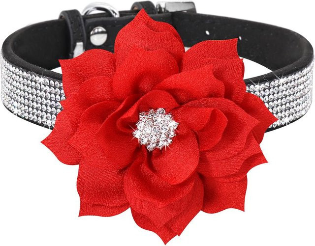 Halskette mit Blume und Strass, Kristall, Unisex - Bild 1