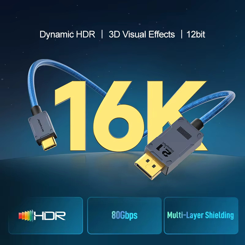 ULT-unite USB-C auf DisplayPort-Kabel in Blau, unterstützt 16K, 8K120Hz und 240Hz, kompatibel mit Thunderbolt 3/4, MacBook und Laptop - Bild 2