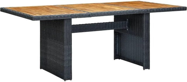 vidaXL Gartentisch aus Poly-Rattan und geöltem Akazienholz in Dunkelgrau und Braun, B/T/H: 200 x 100 x 74 cm - Bild 1