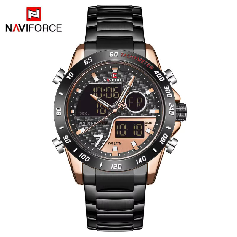 NAVIFORCE Armbanduhr, Quarz, Analog-Digital, Edelstahl, Schwarz, Herren - Bild 4
