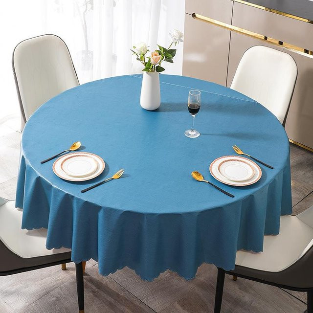 Runde PVC-Tischdecke von Charming Homem in Blau, wasserdicht und waschbar, Durchmesser: 260 cm - Bild 1