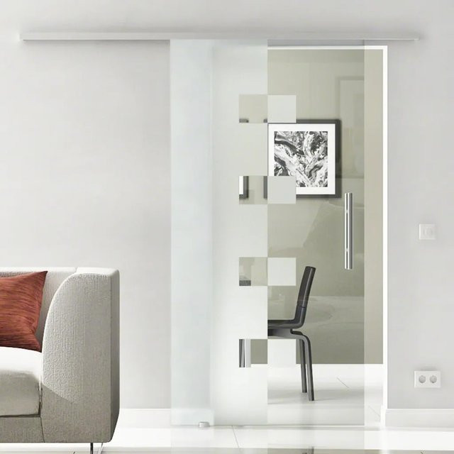 Levidor Glasschiebetür Komplettset Wolfsburg aus Aluminium und Glas in Silber und Transparent, B/H: 65 x 217,5 cm - Bild 1