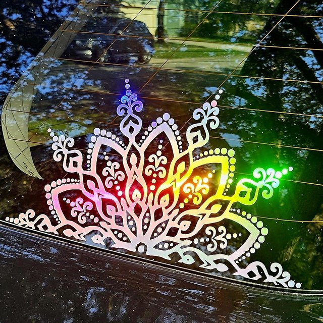 Holografischer Halb-Mandala Auto-Windschutzscheiben Aufkleber von Rd lala in Multicolour, Durchmesser: 30 cm - Bild 1