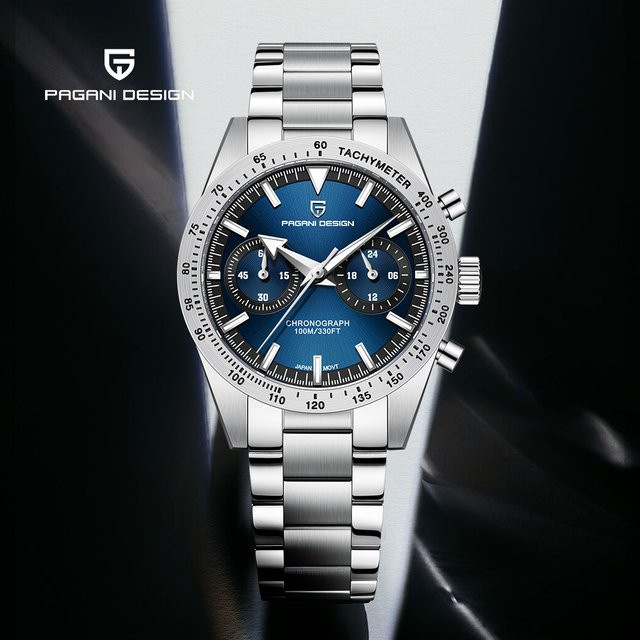 PAGANI DESIGN Chronograph, Quarz, Edelstahl, Blau, Saphirglas, Herren - Bild 1