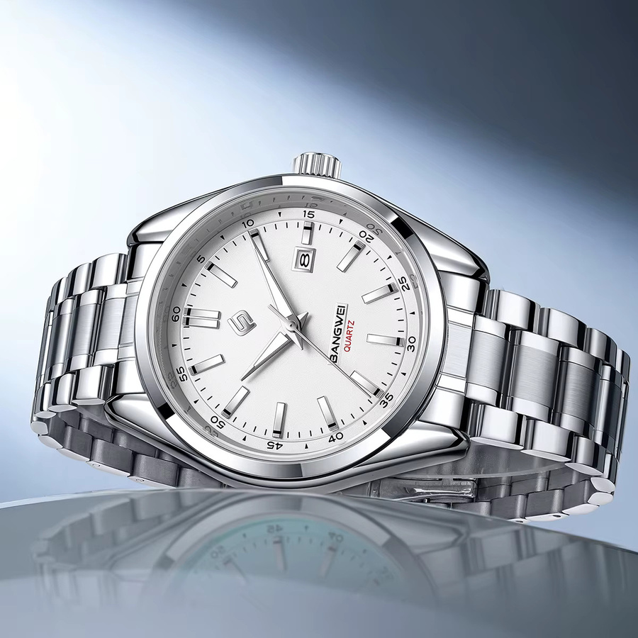 BANGWEI Armbanduhr, Quarz, Edelstahl, Silber, Herren - Bild 3