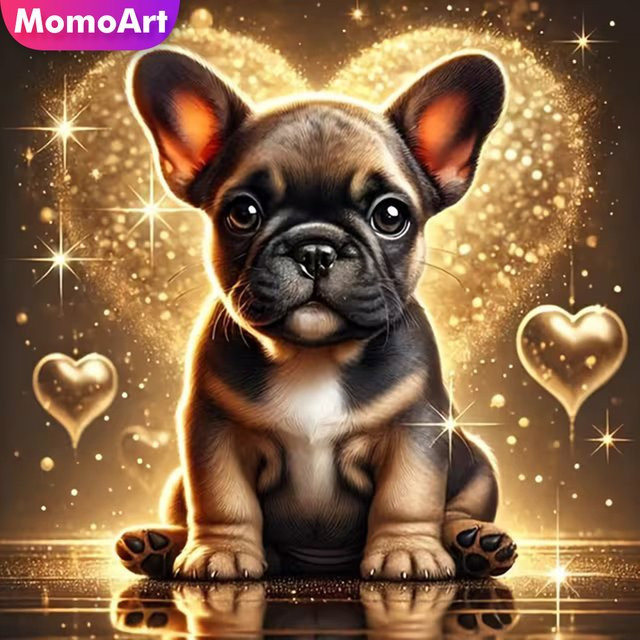 Momoart Hund Diamantmalerei DIY Mosaik Set für Anfänger, Mehrfarbig, Rund - Bild 1