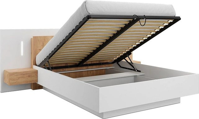 Francoli Bett mit Bettkasten in Weiß, B/T: 160 x 200 cm - Bild 1