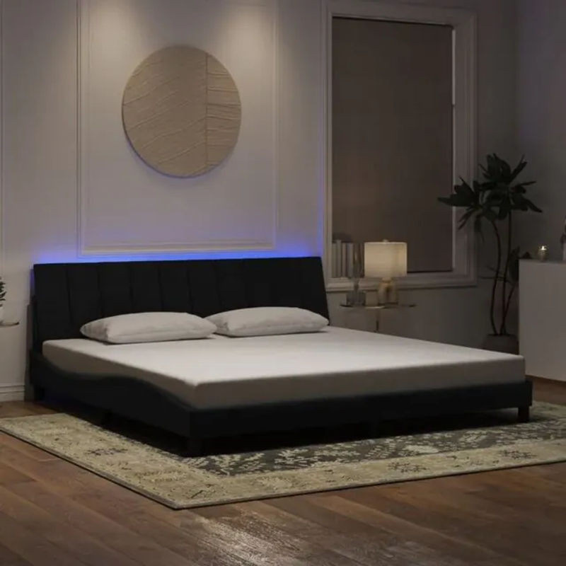 Vidaxl Polsterbett Hanko mit LED in Schwarz aus Samt, B/T: 200 x 200 cm - Bild 1