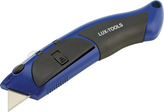 LUX-TOOLS Universalmesser mit 60 mm Schneide, blau, aus Kunststoff, einziehbar - Bild 1