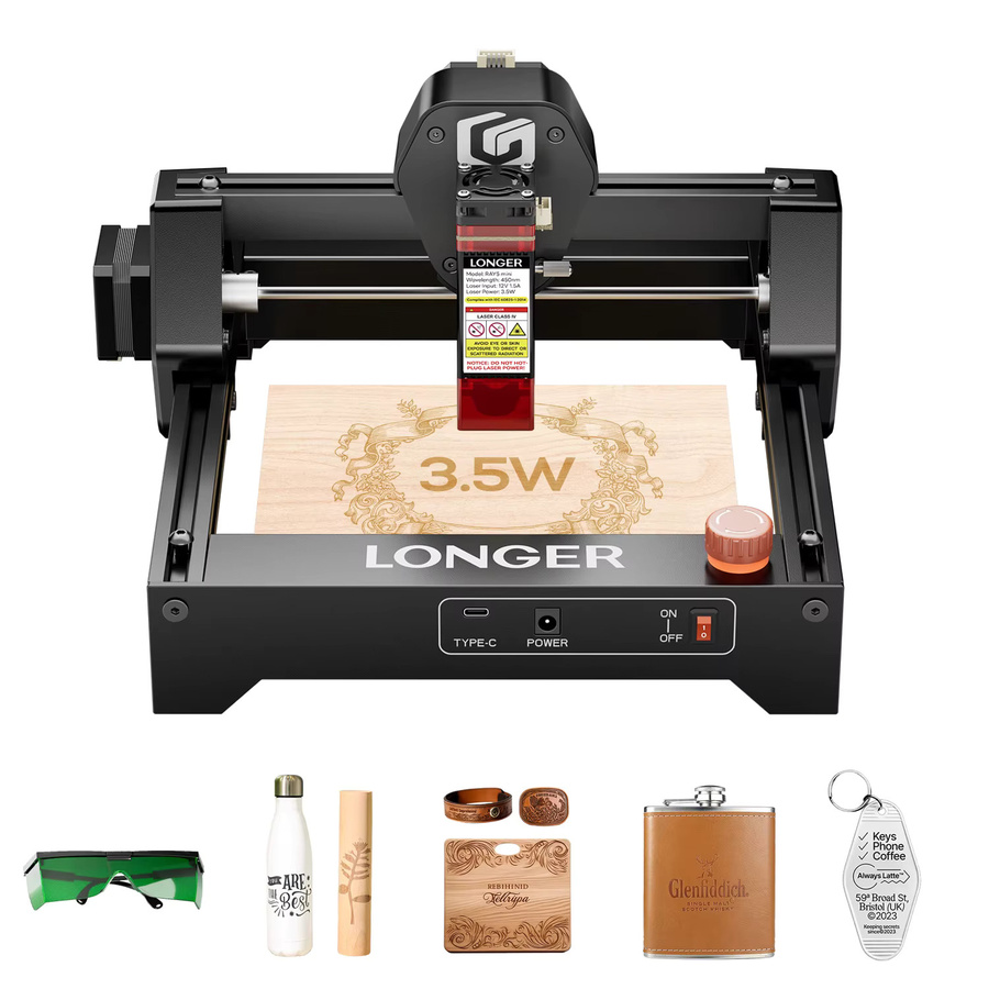 LONGER RAY5 Mini Lasergraviergerät mit Touchscreen und 0,04mm Laserpunkt als Gravur- und Schneidemaschine, Arbeitsbereich B: 13,0 cm, T: 14,0 cm - Bild 6