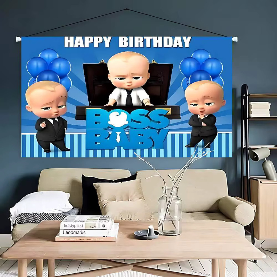 FunnyD Fotohintergrund B-Baby Film Cartoon Dekoration in Blau für Kindergeburtstage und Jubiläen, B/H: 120 x 70 cm - Bild 6