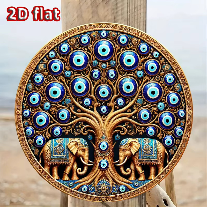 CIFBUY Türkische Böses-Auge Metall-Wanddekoration, rundes orientalisches Metallschild mit vorgebohrten Löchern, Durchmesser: 19,81 cm - Bild 2