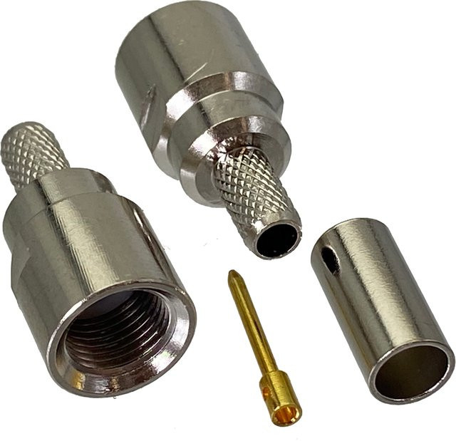 FME Crimp Stecker für RG58, RG142, RG400 und LMR195 Koaxialkabel in Silber - Bild 1