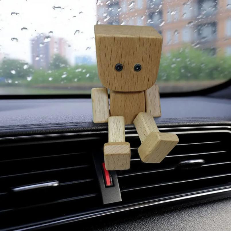 Magnetische Schüttelmann-Figur aus Holz mit veränderbaren Emoticons in Braun von Discover Intime als Dekoration für das Armaturenbrett oder den Schreibtisch - Bild 4