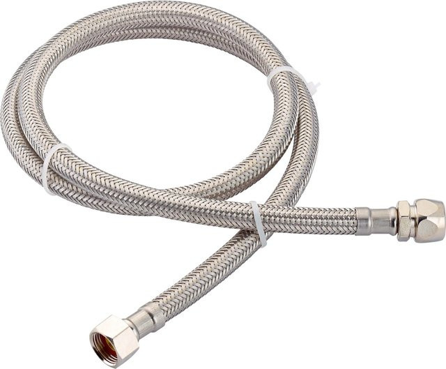 LUX-TOOLS Flex-Armaturen-Verbindungsschlauch aus Edelstahl in Chrom, G 3/8 Zoll, Länge: 1000 mm - Bild 1