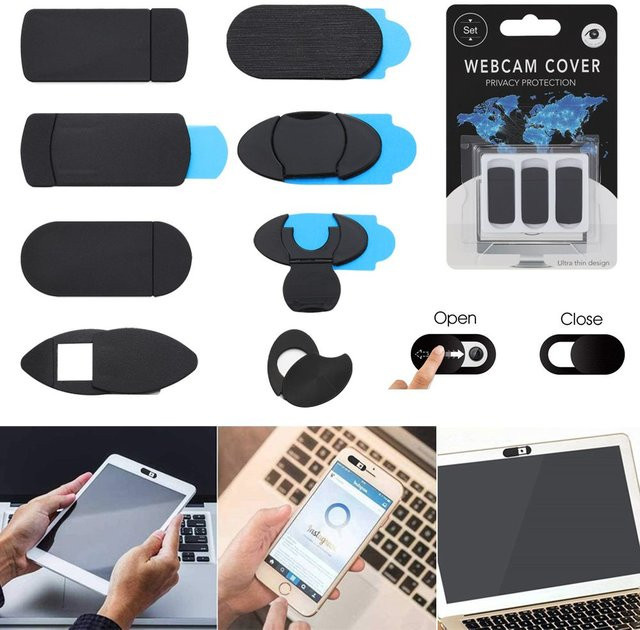 3er-Set Webcam Abdeckung Slider Shutter Universal Privatsphäre Sicherheit Kamera Aufkleber für Laptop, Tablet und Smartphone in Schwarz - Bild 1