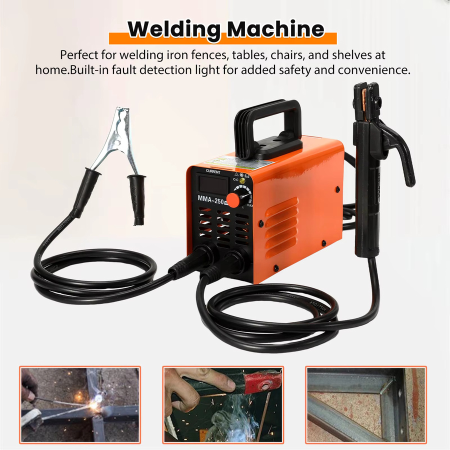 OWJHE MMA-250 Tragbare Inverter Schweißmaschine in Orange mit Werkzeugkiste und einstellbarem Strom - Bild 2