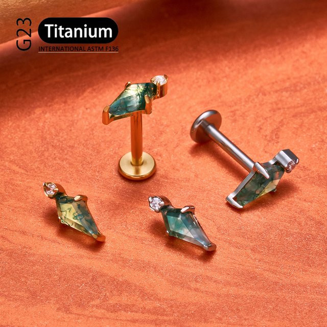 Ohrring Titan, Moosachat, Kite, Unisex - Bild 1