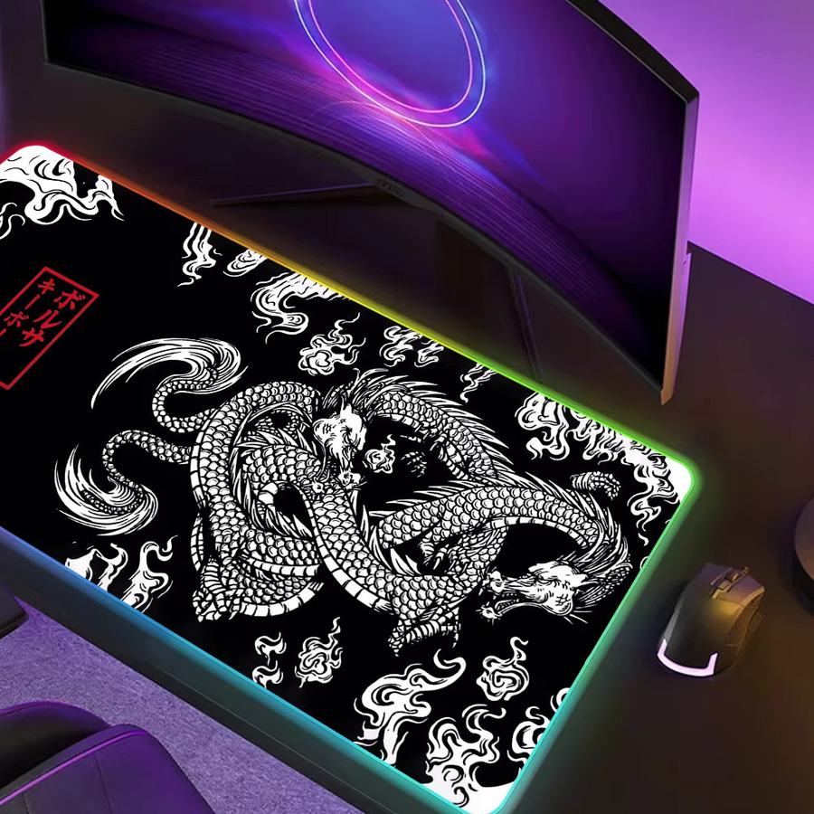 Potdemiel Japan D-Dragon RGB Gaming-Mauspad XXL in Schwarz mit LED-Beleuchtung und Micro-USB-Anschluss - Bild 2