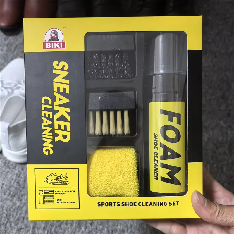 SMATLELF 3-in-1 Schuhreiniger Set mit wasserfreiem Schaumstoff für Sneaker und Wildleder, Weiß, 150 ml - Bild 3