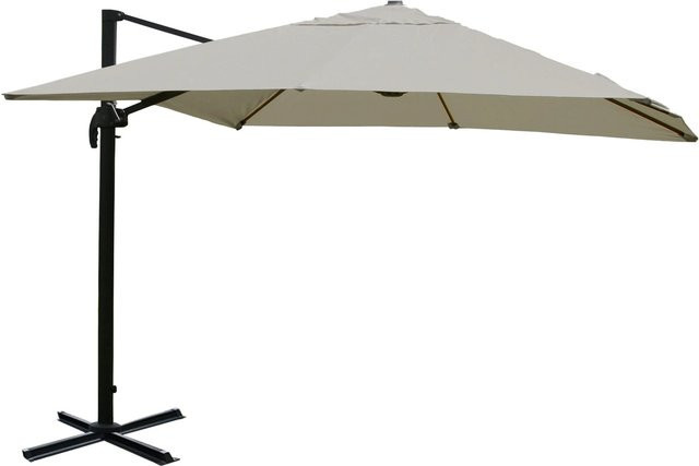 MCW Gastronomie-Ampelschirm A96 in Creme-Grau, drehbar, aus Polyester und Aluminium, B/T/H: 3 x 3 x 4,24 m - Bild 2