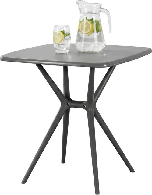 CLP Gartentisch Becky eckig aus Polypropylen, wetterfest und UV-beständig, Dunkelgrau, B/T: 72 x 72 cm - Bild 1