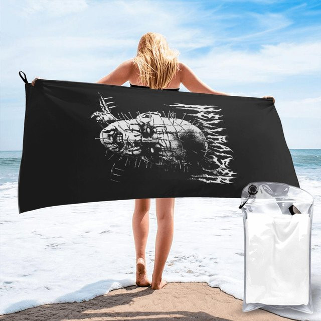 JMG Household Supplies Strandtuch aus Mikrofaser in Schwarz mit Grafik-Design, schnelltrocknend und saugfähig, B/B: 80 x 160 cm - Bild 1