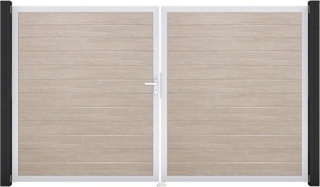 GroJa Tor Basicline Schmal 2-flügelig Sheffield Oak EV1 Braun B: 306 cm, H: 180 cm, DIN Links - Bild 1