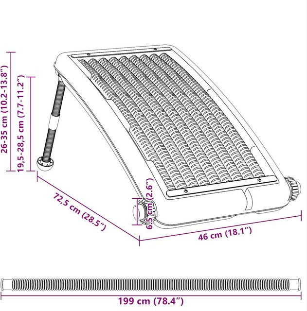 vidaXL Solarkollektor für Pool Gebogen, Schwarz, B/H: 72,5 x 46 cm - Bild 3