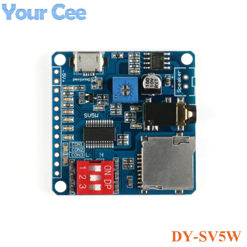 Sprachwiedergabemodul Your Cee MP3-Player mit UART I/O Trigger und Verstärkerplatine in Blau - Bild 2