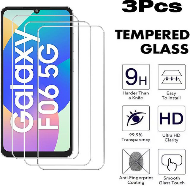 3er-Pack HD Displayschutz aus gehärtetem Glas für Samsung Galaxy Modelle A15 A16 A24 A25 A26 A36 A55 A56 F06 F14 F15 F16 F54 F55 transparent - Bild 1