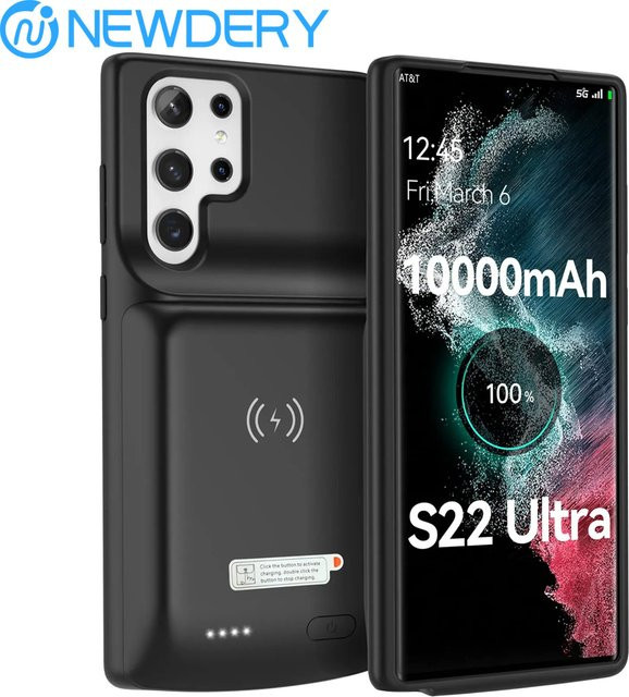Samsung Akku-Ladegerät-Hülle für Galaxy S22 Ultra in Schwarz mit kabelloser Ladefunktion und externer Powerbank-Funktion - Bild 1