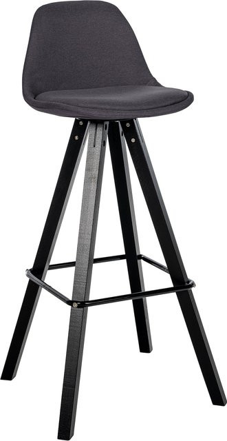 CLP Barhocker Corbin Square modern mit Rückenlehne und Fußstütze aus Buche und Stoff - Bild 1