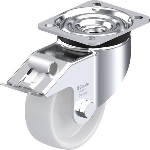 Blickle Lenkrolle LK-PO 100G-1-FI mit Feststeller in Silber und Weiß, Rad-Durchmesser: 100 mm, Tragfähigkeit (max.): 280 kg - Bild 1