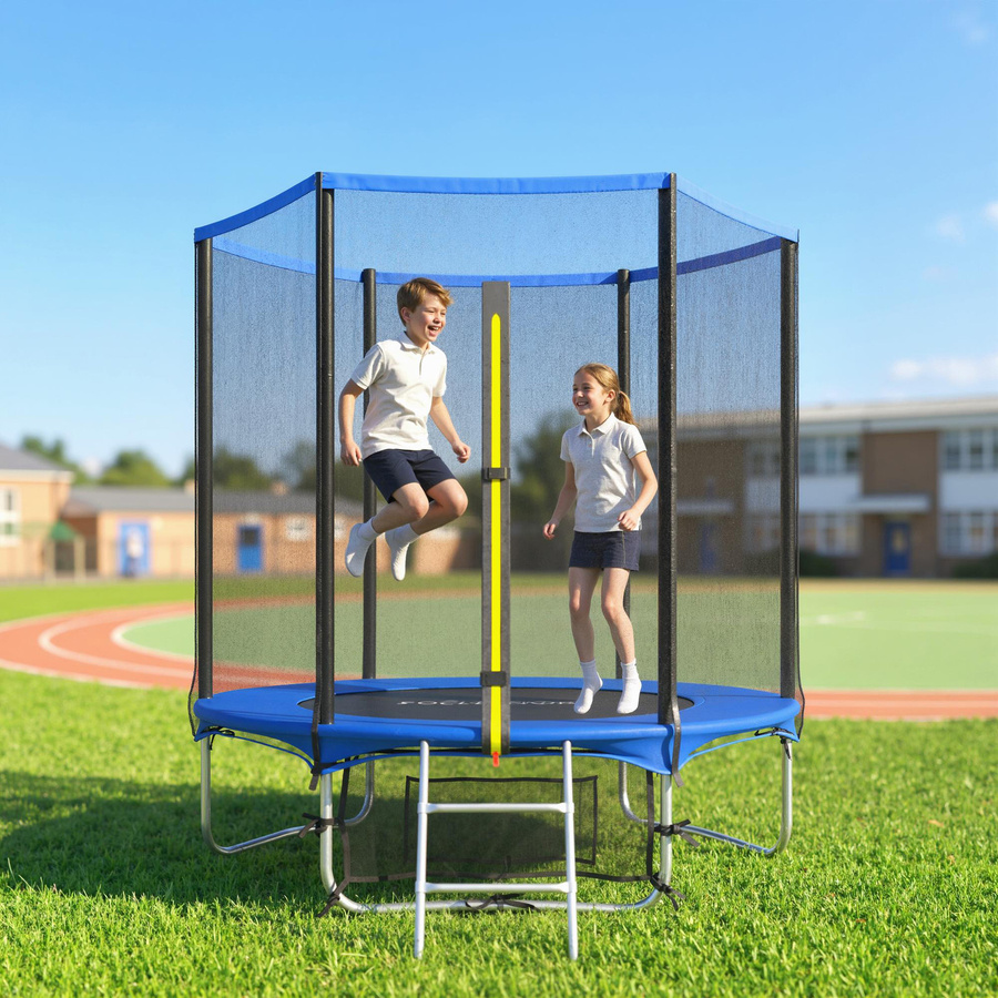 Aosom Outdoor-Trampolin Kinder, Ø183 cm, mit Sicherheitsnetz, ab 6 Jahre, Blau - Bild 2