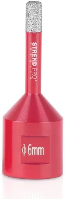 PROREGAL Diamant Bohrkronenaufsatz Premium Crystal in Rot für Fliesen, Glas, Feinsteinzeug, Keramik und Granit mit 6 mm Durchmesser für Winkelschleifer und Flex M14 - Bild 1