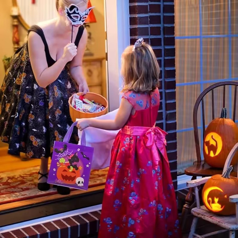 Trebalena Halloween Geschenktüten mit Griff für Süßigkeiten und Party, Grün, 1–60 Stück - Bild 1