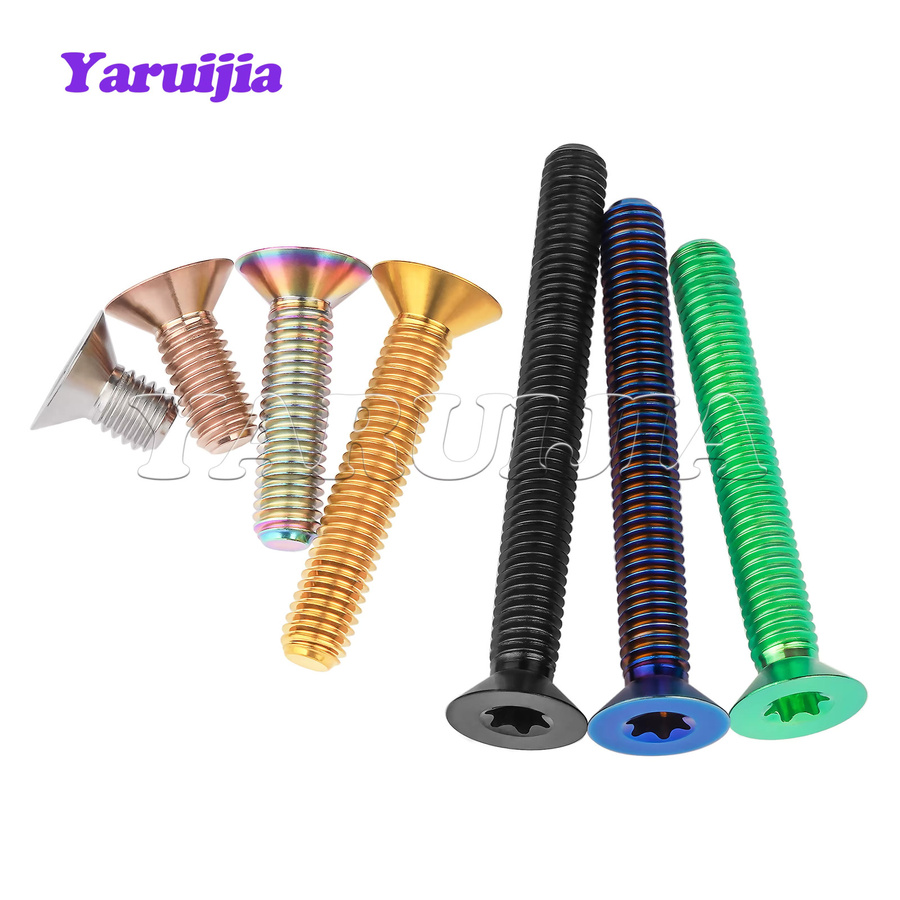 YaRuiJia Titanschrauben mit Senkkopf für Fahrrad, Motorrad und Auto in Schwarz oder Multicolour, M5/M6 x 10 bis 60 mm - Bild 2