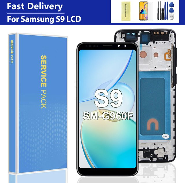 Samsung S9 G960 SM-G960FD LCD Display mit Rahmen und Touchscreen Digitizer in Blau Ersatzteil für dein Smartphone - Bild 1