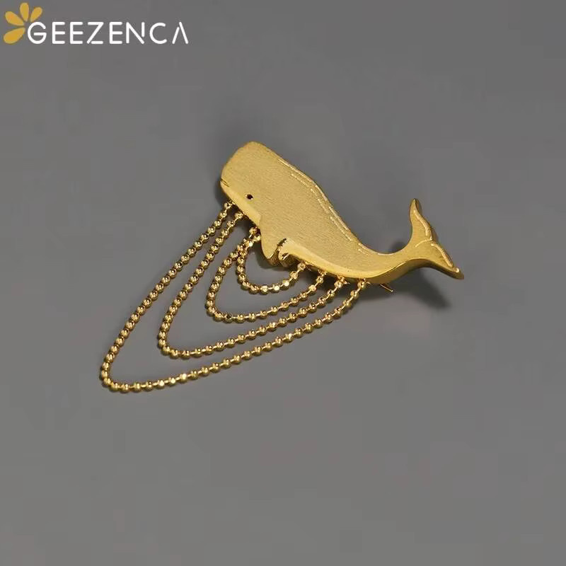 GEEZENCA Brosche 925 Silber, Spermienwal-Kette mit Quaste, Damen - Bild 2