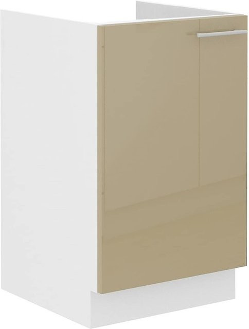 Spülenschrank Lara 50 Küchenzeile in Cappuccino Hochglanz und Weiß Matt - Bild 1