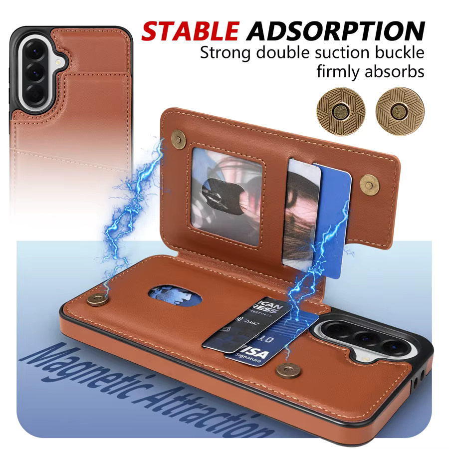 Lederhülle Brieftasche mit Kartenfach und RFID-Blockierung für Samsung Galaxy S26 Ultra S25 FE S24 Plus S23 S22 in Purple - Bild 3