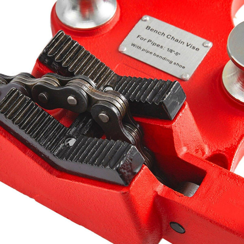 Ideal Standard Kettenspannstock aus Gusseisen in Rot und Schwarz mit Kurbelgriff und neoprenbeschichteten Backen für Rohrdurchmesser von 1/8 bis 5 Zoll - Bild 6