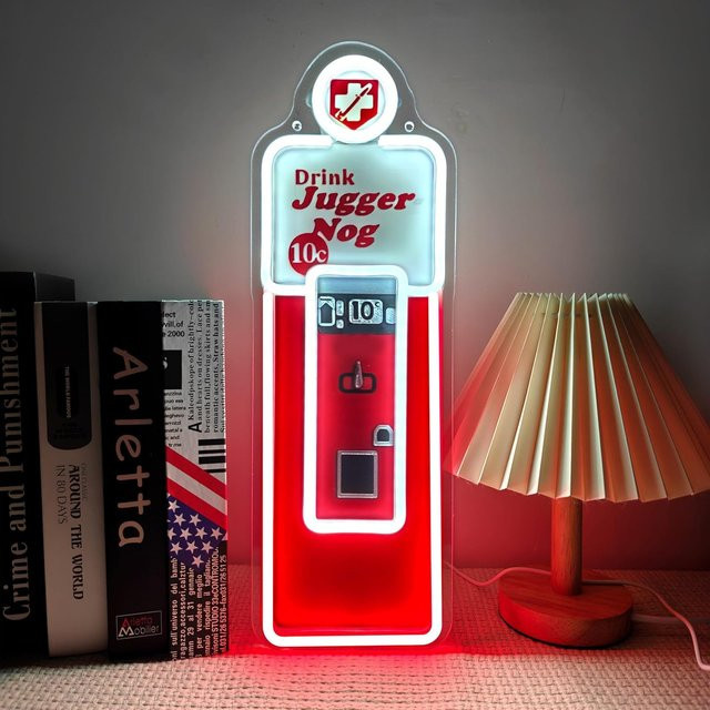 Dimmbares LED-Neonschild im Retro-Getränkeautomat-Design für Bar und Gaming-Raum, Schwarz, Rechteckig, Breite: 43,0 cm, Höhe: 14,5 cm - Bild 1