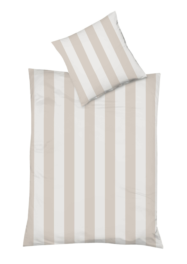 Fleuresse Mako-Satin Bettwäsche mit Streifen-Design in Beige und Sand, B/H: 200 x 220 cm mit Kissenbezug 80 x 80 cm - Bild 1