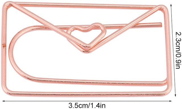 12 Stück Umschlagform Büroklammern von DIYelecs aus Metall in Beige und Gold als Lesezeichen und Dokumentenmarkierung - Bild 1