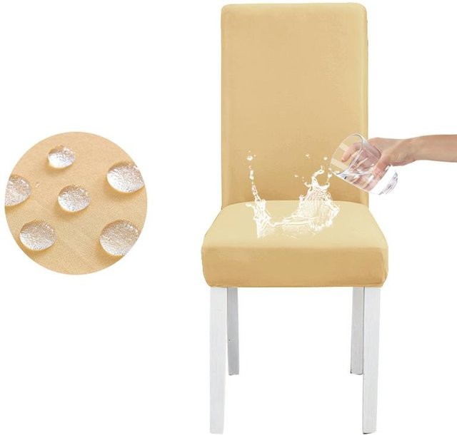 Coolazy Stuhlbezug für Esszimmerstühle, wasserabweisend und schmutzabweisend, elastisch, Beige - Bild 1