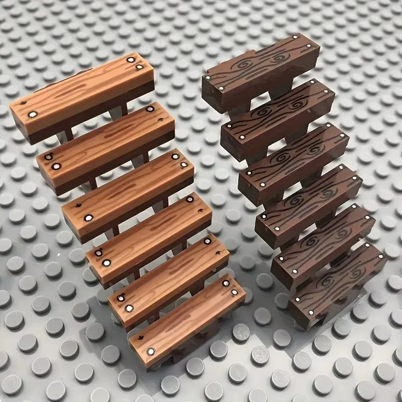 20 Stück MOC-kompatible Mini-Brick Baustein-Szenenzubehör 1 x 4 flache Holzmaserung in Braun aus Kunststoff - Bild 3