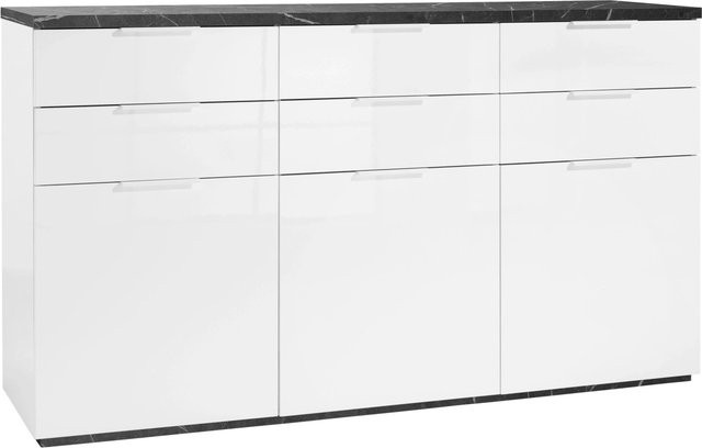 Premium Living Sideboard Mundi Modernes Wohnzimmer Sideboard in Weiß und Anthrazit Hochglanz B/H/T: 180 x 50 x 41 cm - Bild 1