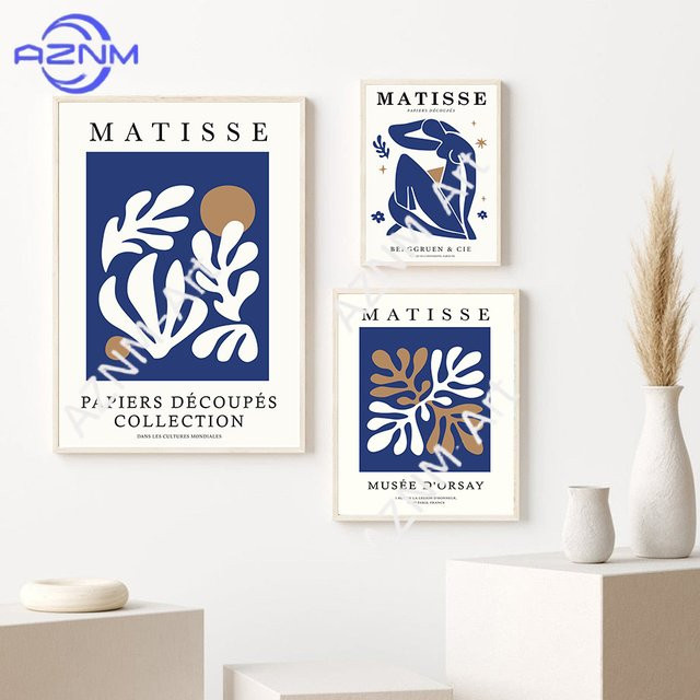 Abstrakte Wandkunst Potdemiel Blue Coral Leaf Girl Leinwandgemälde in Blau für deine Wohnzimmerdekoration - Bild 1